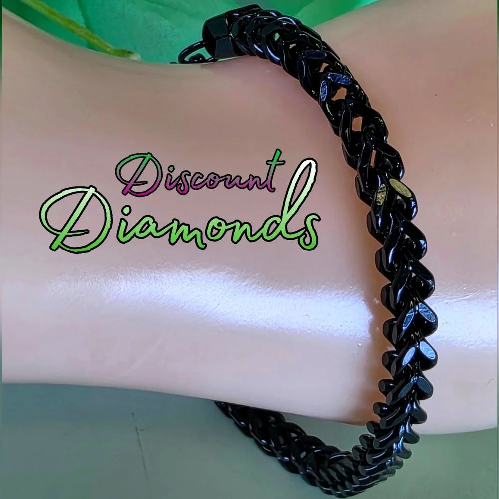 Men's Black Woven Wheat Titanium Bracelet